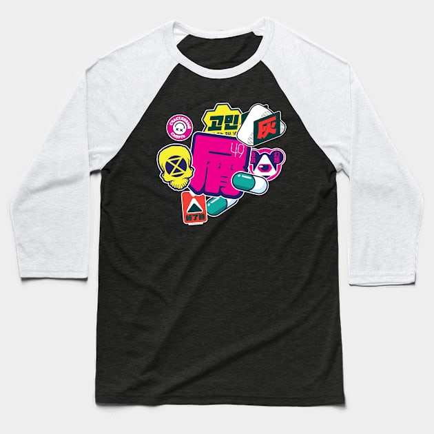 KUZU49 Sticker Bomb Baseball T-Shirt by BOLTgraphics